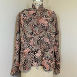 VTG 90s Reversible Paisley Jacket Tank Set Buttons Pockets Crinkle Fabric Sz M